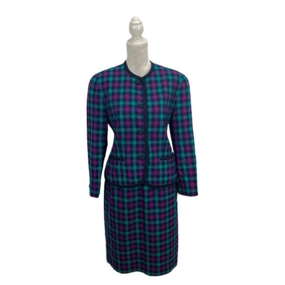 Pendleton Plaid Vintage Wool Skirt Suit Set